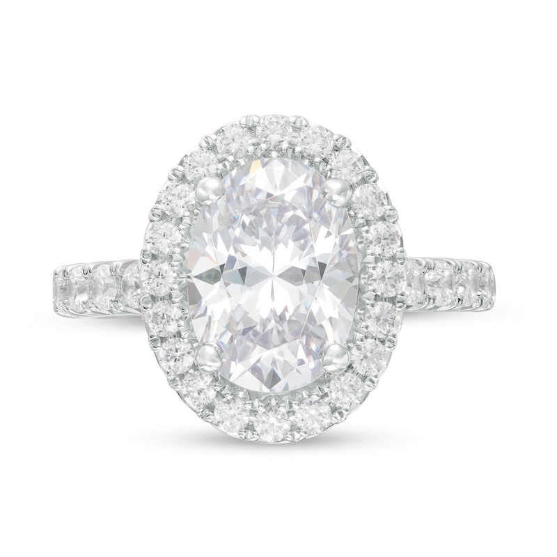 Main Image 4 of 4 CT. T.W. Certified Oval Lab-Grown Diamond Frame Engagement Ring in 14K White Gold (F/VS2)