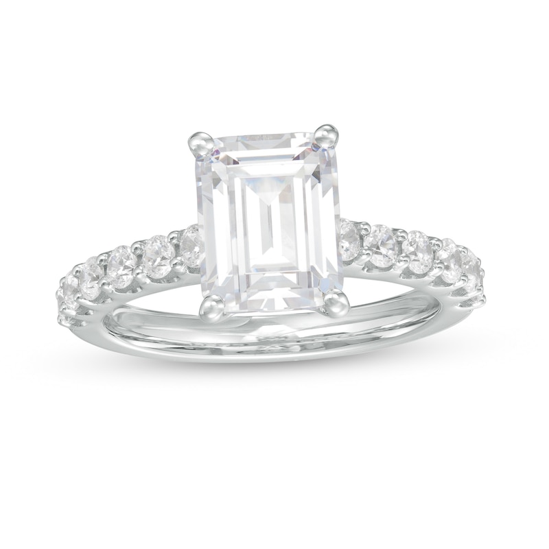 Main Image 1 of 2-1/2 CT. T.W. Certified Emerald-Cut Lab-Grown Diamond Engagement Ring in 14K White Gold (F/VS2)