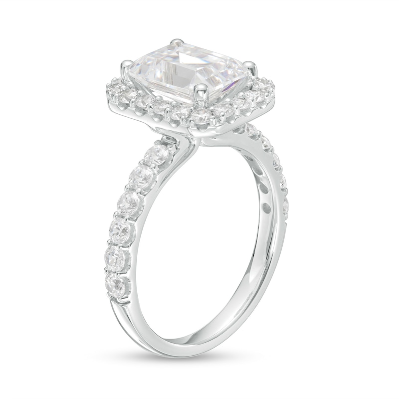 Main Image 3 of 4 CT. T.W. Certified Emerald-Cut Lab-Grown Diamond Frame Engagement Ring in 14K White Gold (F/VS2)