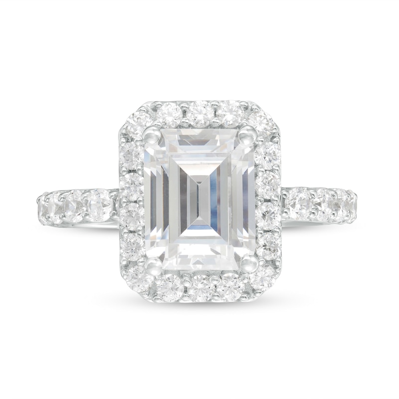 Main Image 4 of 4 CT. T.W. Certified Emerald-Cut Lab-Grown Diamond Frame Engagement Ring in 14K White Gold (F/VS2)