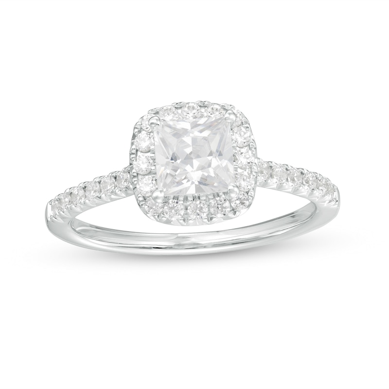 Main Image 1 of 1-1/3 CT. T.W. Certified Princess-Cut Lab-Grown Diamond Frame Engagement Ring in 14K White Gold (F/VS2)