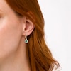 Thumbnail Image 2 of Pear-Shaped Lab-Created Emerald and White Sapphire Frame Flame Drop Earrings in Sterling Silver with 18K Gold Plate