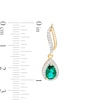 Thumbnail Image 2 of Pear-Shaped Lab-Created Emerald and White Sapphire Frame Flame Drop Earrings in Sterling Silver with 18K Gold Plate