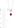 Thumbnail Image 2 of Oval Ruby and Diamond Accent Beaded Heart Dangle Pendant in 10K Gold