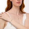 Thumbnail Image 2 of Peridot and White Lab-Created Sapphire Frame Loose Infinity Pendant, Bracelet and Stud Earrings Set in Sterling Silver