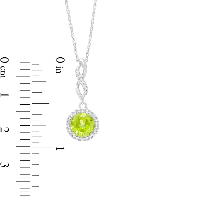 Main Image 3 of Peridot and White Lab-Created Sapphire Frame Loose Infinity Pendant, Bracelet and Stud Earrings Set in Sterling Silver