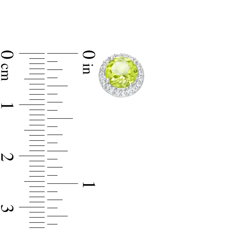 Main Image 4 of Peridot and White Lab-Created Sapphire Frame Loose Infinity Pendant, Bracelet and Stud Earrings Set in Sterling Silver