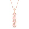 Thumbnail Image 1 of 4.0mm Morganite and White Lab-Created Sapphire Stacked Quartet Pendant in Sterling Silver with 10K Rose Gold Plate