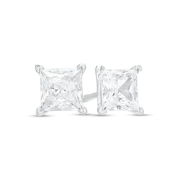 1-1/2 CT. T.W. Certified Princess-Cut Lab-Created Diamond Solitaire Stud Earrings in 14K White Gold (F/SI2)