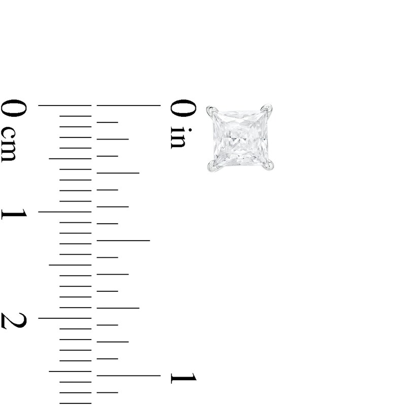 Main Image 3 of 1-1/2 CT. T.W. Certified Princess-Cut Lab-Grown Diamond Solitaire Stud Earrings in 14K White Gold (F/SI2)