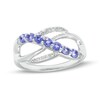 Thumbnail Image 1 of Tanzanite and White Lab-Created Sapphire Infinity Orbit Ring in Sterling Silver