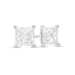 2 CT. T.W. Certified Princess-Cut Lab-Created Diamond Solitaire Stud Earrings in 14K White Gold (F/SI2)