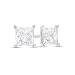 2 CT. T.W. Certified Princess-Cut Lab-Grown Diamond Solitaire Stud Earrings in 14K White Gold (F/SI2)
