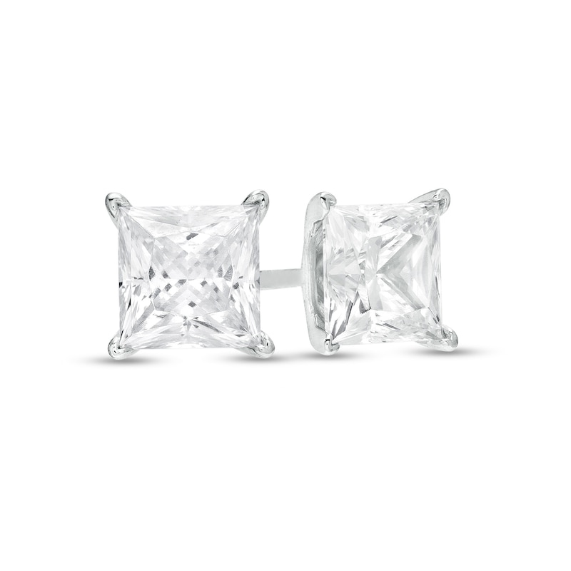Main Image 1 of 2 CT. T.W. Certified Princess-Cut Lab-Grown Diamond Solitaire Stud Earrings in 14K White Gold (F/SI2)