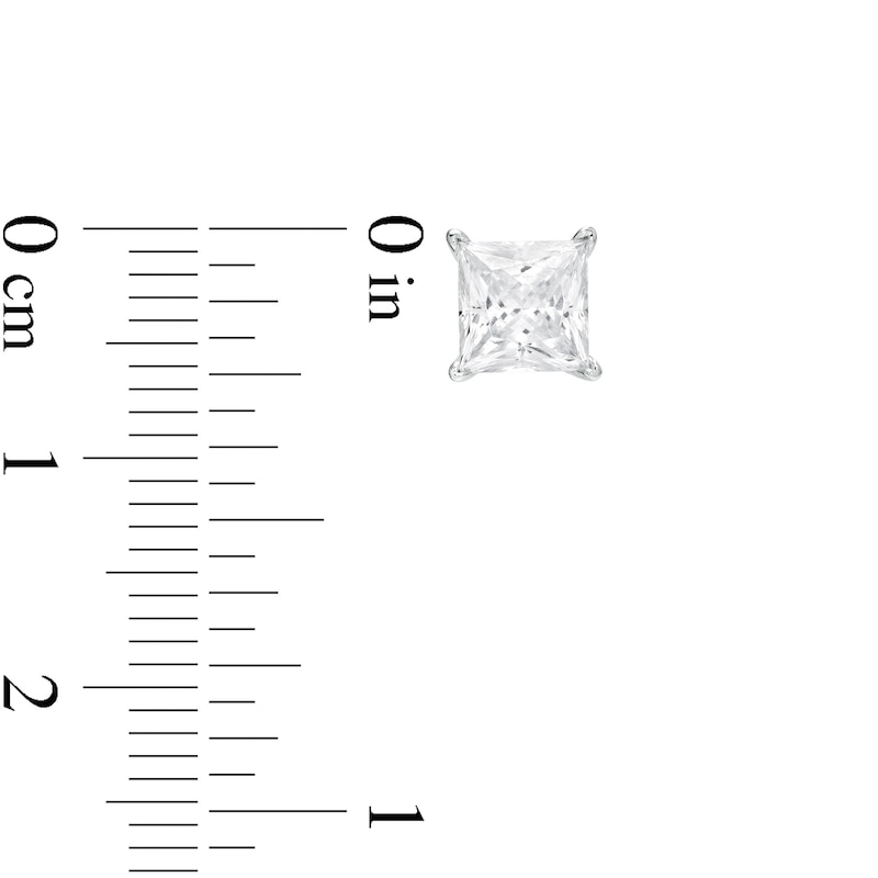 Main Image 3 of 2 CT. T.W. Certified Princess-Cut Lab-Grown Diamond Solitaire Stud Earrings in 14K White Gold (F/SI2)