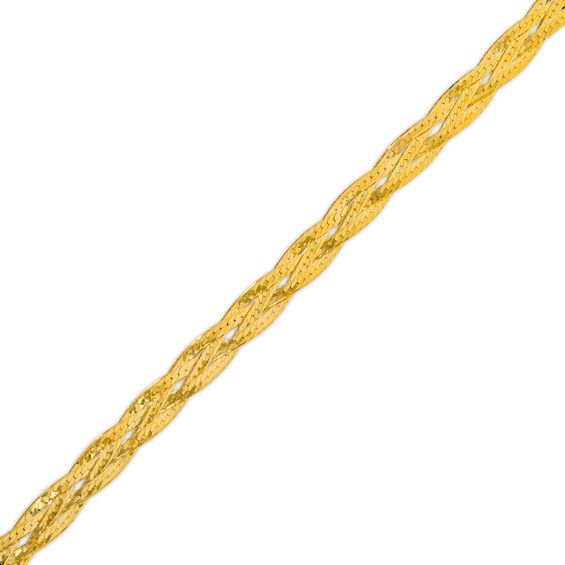 Main Image 1 of Diamond-Cut Braided Herringbone Bracelet in 10K Gold - 7.25"