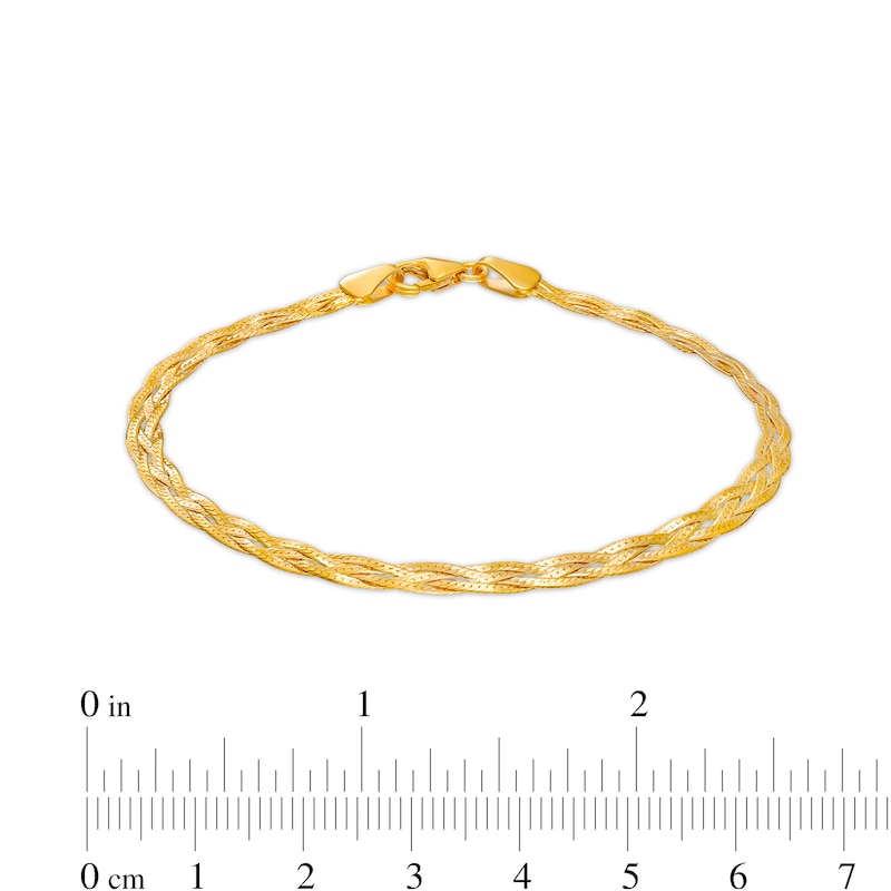 Main Image 3 of Diamond-Cut Braided Herringbone Bracelet in 10K Gold - 7.25"