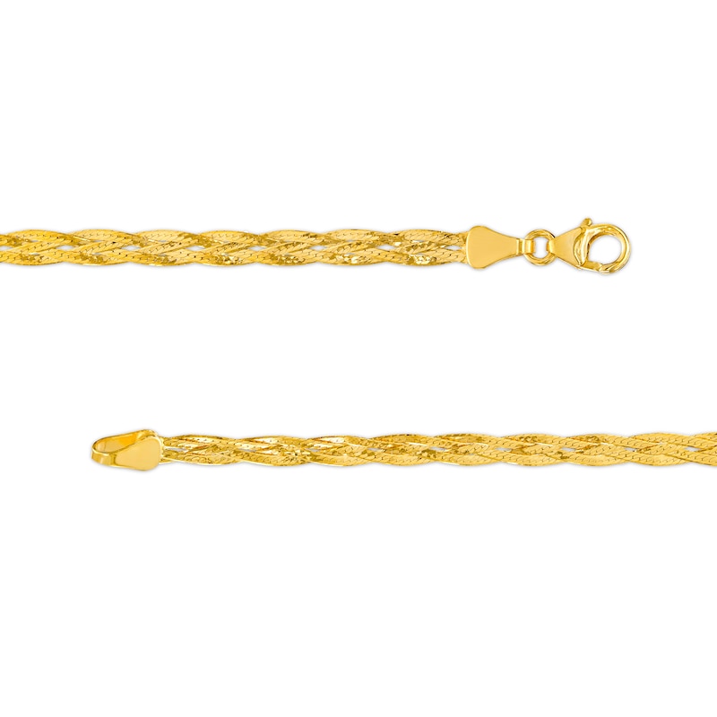 Main Image 4 of Diamond-Cut Braided Herringbone Bracelet in 10K Gold - 7.25"