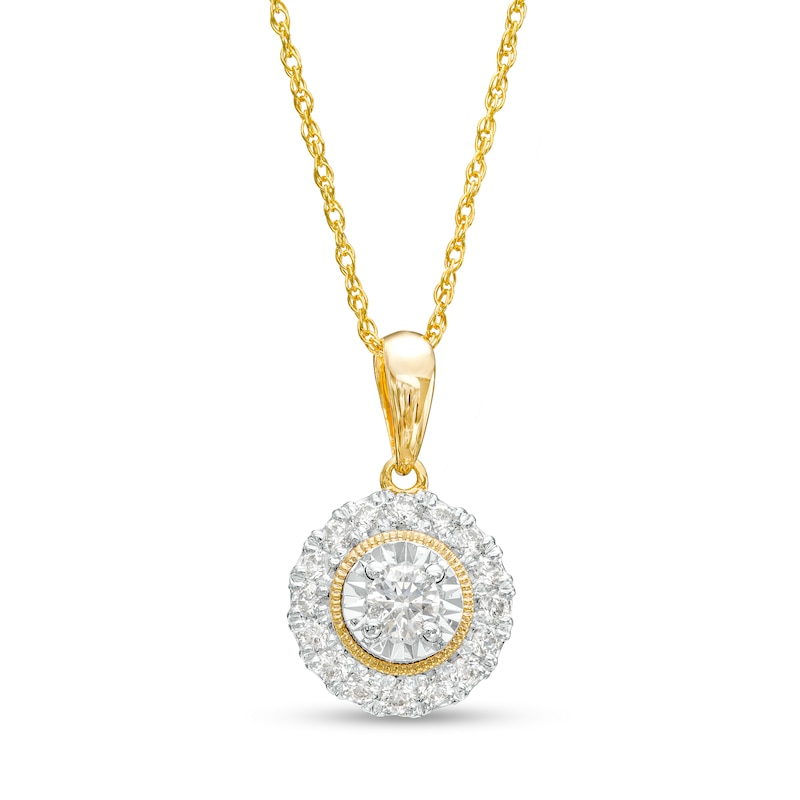Main Image 1 of 1/3 CT. T.W. Diamond Frame Pendant in 10K Gold
