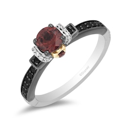 Enchanted Disney Villains Evil Queen Garnet and 1/5 CT. T.W. Diamond Ring in Sterling Silver and 10K Gold