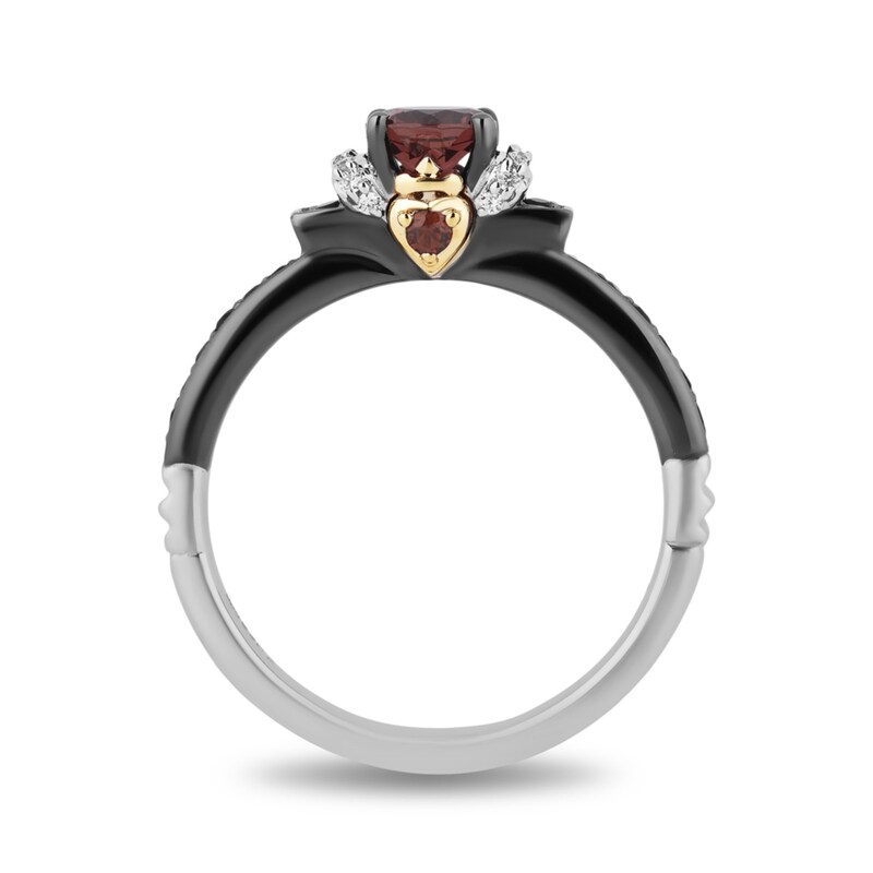 Enchanted Disney Villains Evil Queen Garnet and 1/5 CT. T.W. Diamond Ring in Sterling Silver and 10K Gold