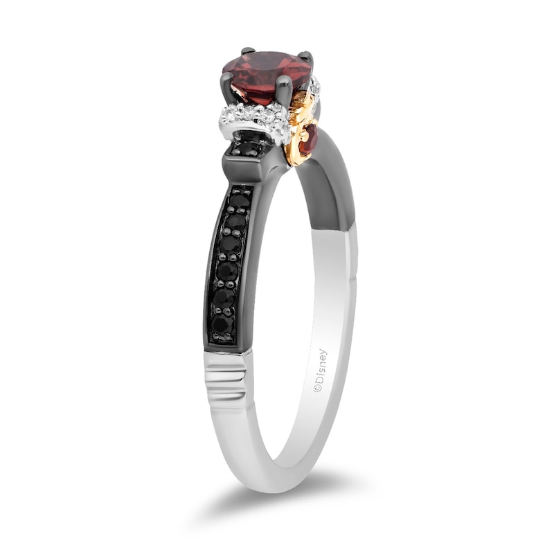 Enchanted Disney Villains Evil Queen Garnet and 1/5 CT. T.W. Diamond Ring in Sterling Silver and 10K Gold