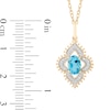 Thumbnail Image 3 of Enchanted Disney Jasmine Oval Swiss Blue Topaz and 1/10 CT. T.W. Diamond Beaded Ornate Frame Pendant in 10K Gold – 19"
