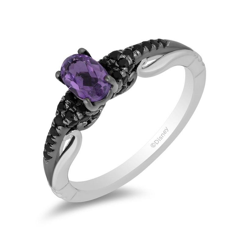 Enchanted Disney Villains Ursula Oval Amethyst and 1/4 CT. T.W. Diamond Ring in Sterling Silver