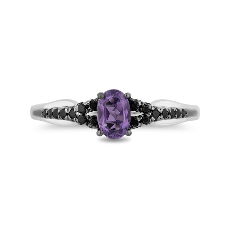 Main Image 4 of Enchanted Disney Villains Ursula Oval Amethyst and 1/4 CT. T.W. Diamond Ring in Sterling Silver