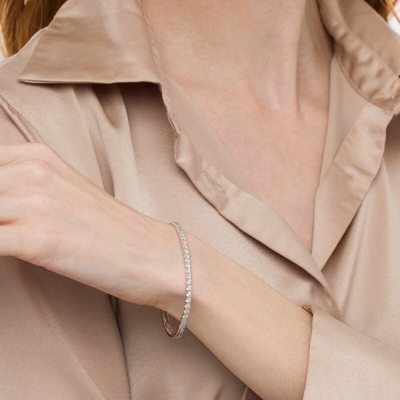 Main Image 2 of 1 CT. T.W. Lab-Grown Diamond Line Bangle in 14K White Gold (F/SI2) – 7.25"