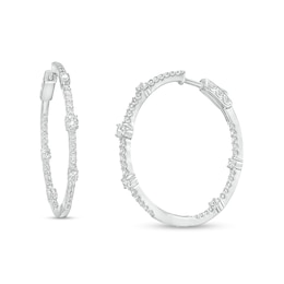 2 CT. T.W. Certified Lab-Grown Diamond Hoop Earrings in 14K White Gold (F/SI2)