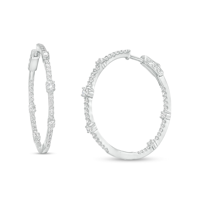 Main Image 1 of 2 CT. T.W. Certified Lab-Grown Diamond Hoop Earrings in 14K White Gold (F/SI2)