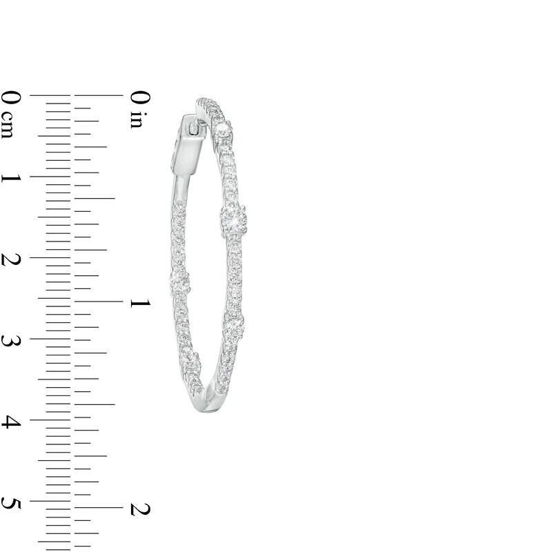 Main Image 3 of 2 CT. T.W. Certified Lab-Grown Diamond Hoop Earrings in 14K White Gold (F/SI2)