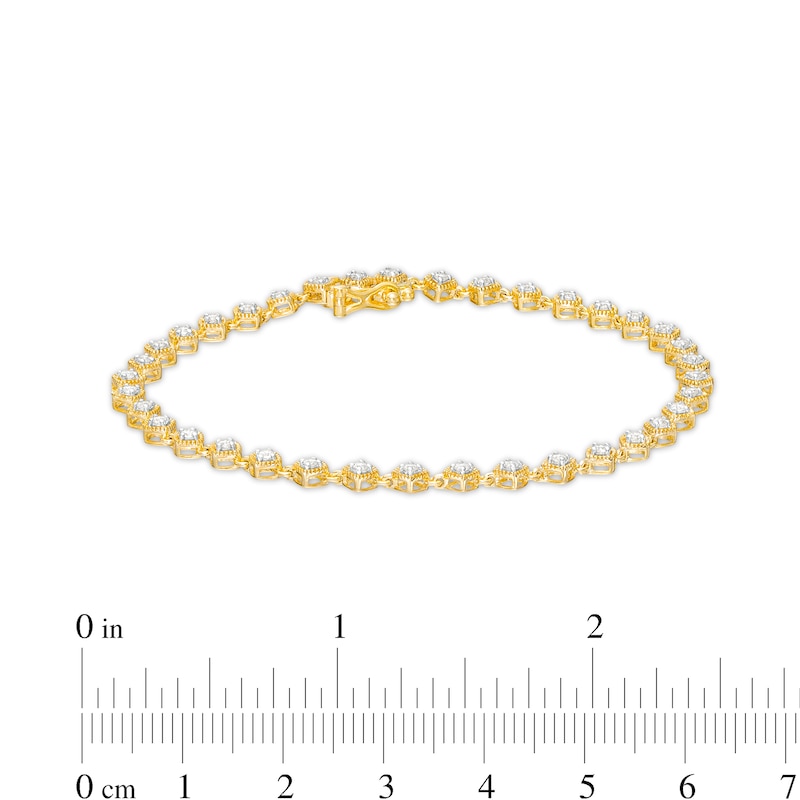 Main Image 3 of 1/2 CT. T.W. Cushion-Shaped Multi-Diamond Tilted Frame Line Bracelet in 10K Gold