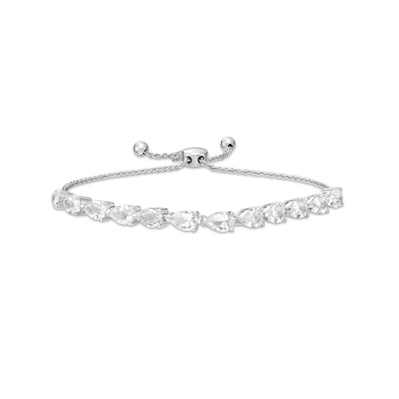 Main Image 1 of Pear-Shaped White Lab-Created Sapphire Line Bolo Bracelet in Sterling Silver - 9.0"
