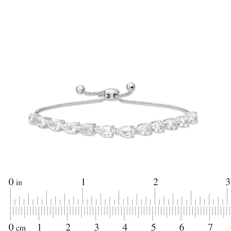 Main Image 3 of Pear-Shaped White Lab-Created Sapphire Line Bolo Bracelet in Sterling Silver - 9.0"