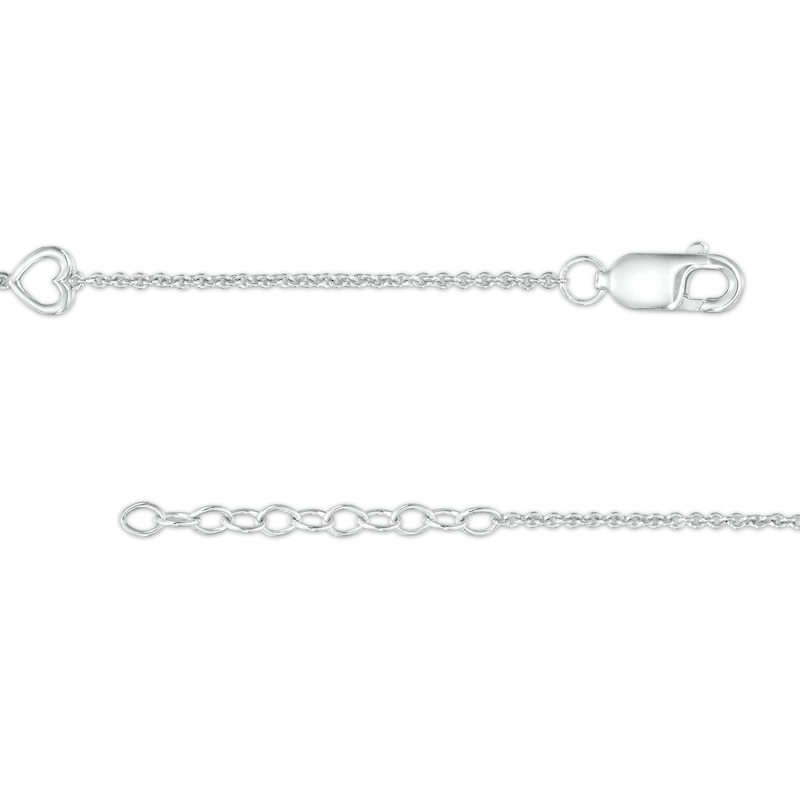 Main Image 3 of 1/10 CT. T.W. Diamond Open Heart Station Anklet in Sterling Silver – 10"