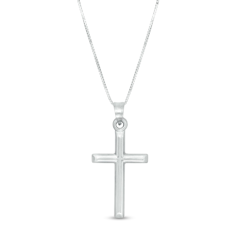 Main Image 1 of Polished Cross Pendant in 14K White Gold