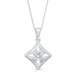 1/4 CT. Certified Canadian Diamond Solitaire Curved Tilted Pendant in 14K White Gold (I/I2) - 17&quot;
