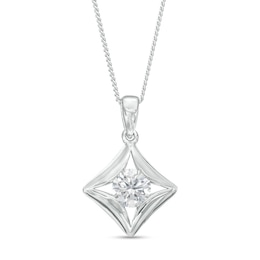 1/4 CT. Certified Canadian Diamond Solitaire Curved Tilted Pendant in 14K White Gold (I/I2) - 17"