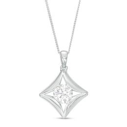 1/2 CT. Certified Canadian Diamond Solitaire Curved Tilted Pendant in 14K White Gold (I/I2) – 17&quot;