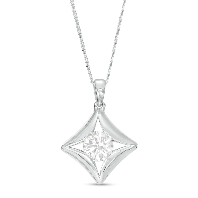 1/2 CT. Certified Canadian Diamond Solitaire Curved Tilted Pendant in 14K White Gold (I/I2) – 17"