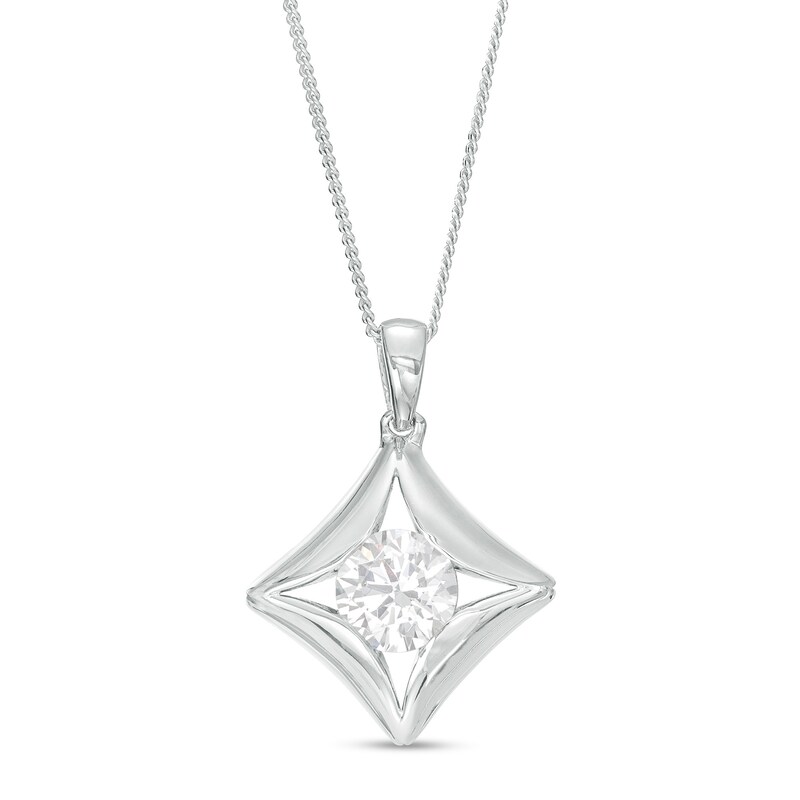 Main Image 1 of 1/2 CT. Certified Canadian Diamond Solitaire Curved Tilted Pendant in 14K White Gold (I/I2) – 17"