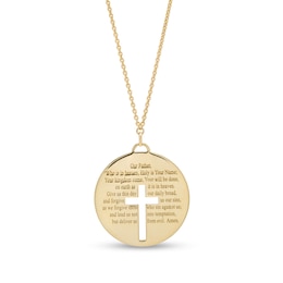 The Lord's Prayer Cutout Cross Tag Pendant in 10K Gold