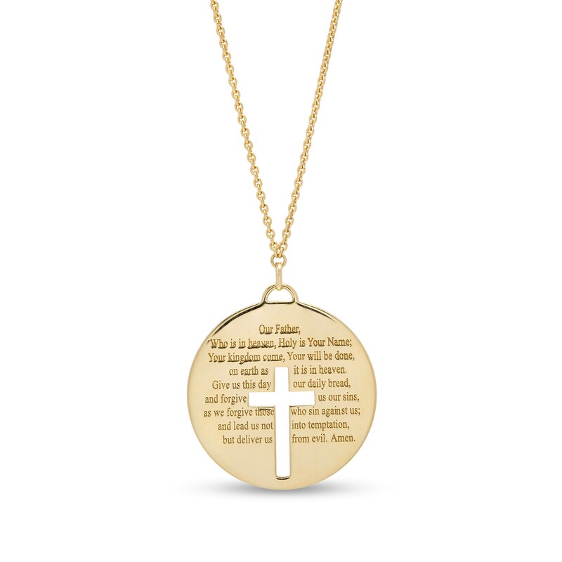 Main Image 1 of The Lord's Prayer Cutout Cross Tag Pendant in 10K Gold