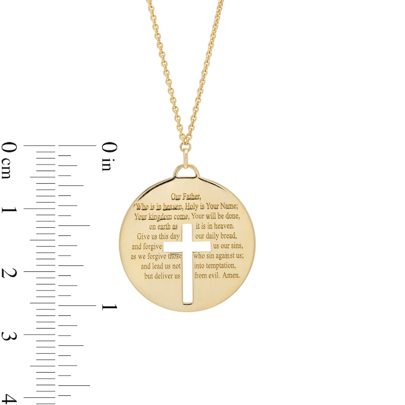 The Lord's Prayer Cutout Cross Tag Pendant in 10K Gold