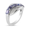 Thumbnail Image 2 of Sideways Oval Tanzanite and White Zircon Wave Ring in Sterling Silver