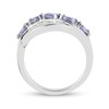Thumbnail Image 3 of Sideways Oval Tanzanite and White Zircon Wave Ring in Sterling Silver