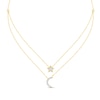 Thumbnail Image 1 of 1/10 CT. T.W. Diamond Star and Moon Double Strand Necklace in Sterling Silver with 14K Gold Plate