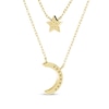 Thumbnail Image 2 of 1/10 CT. T.W. Diamond Star and Moon Double Strand Necklace in Sterling Silver with 14K Gold Plate